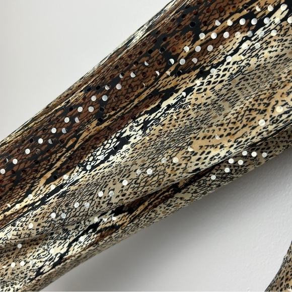 Joseph Ribkoff Brown Sequin Snake Skin Print Full Zip Jacket Size 14 - Picture 8 of 12